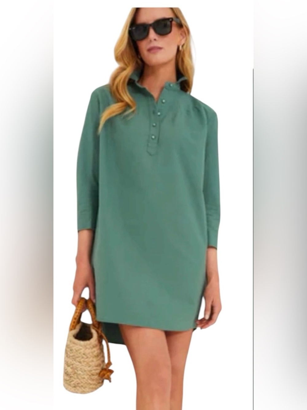 Pomander place Tuckernuck green cotton Polly mini shirt dress size medium